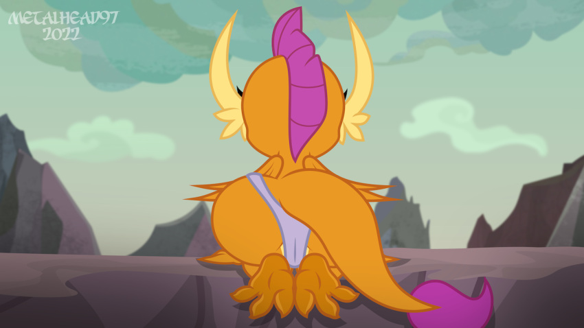 16:9 3_toes butt clothing dragon dragon_land feet female friendship_is_magic hasbro horn metalhead97 my_little_pony panties smolder_(mlp) solo toes underwear widescreen wings