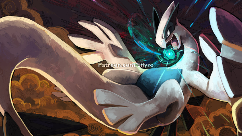 16:9 3_toes avian blitzdrachin conditional_dnp evening fangs feet feral fin legendary_pok&eacute;mon lugia nintendo open_mouth painting pok&eacute;mon pok&eacute;mon_(species) reptile scalie sky toes video_games widescreen wings