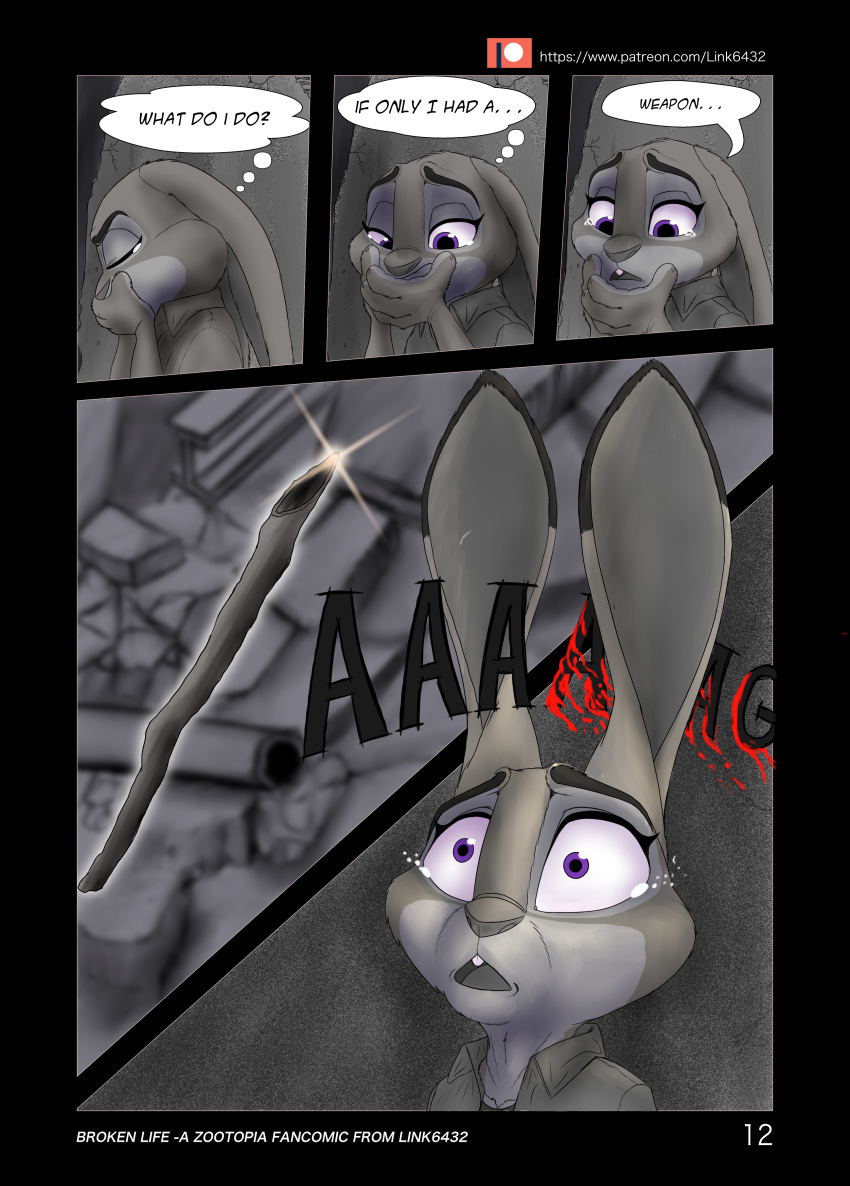 absurd_res anthro blood bodily_fluids broken_life clothed clothing comic disney fancomic female hi_res judy_hopps lagomorph leporid link6432 mammal rabbit zootopia