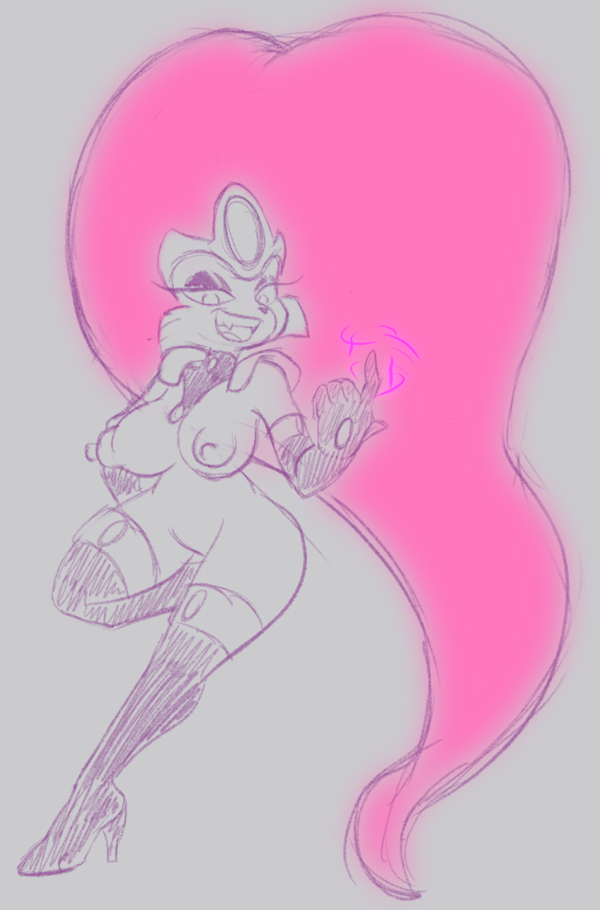 anthro breasts bucky_o'hare_(series) domestic_cat felid feline felis female fur genitals hair hi_res jenny_(bucky_o'hare) mammal nipples nude pink_hair pussy solo toonvasion video_games white_body white_fur