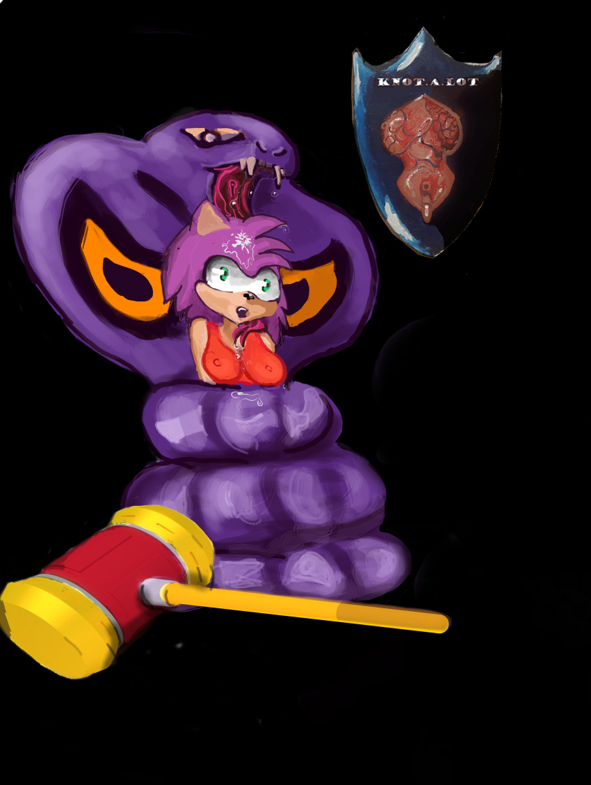 absurd_res amy_rose anthro arbok bodily_fluids coiling duo female feral genitals hi_res humanoid imminent_vore knotalot male male/female nintendo penis pok&eacute;mon pok&eacute;mon_(species) saliva sega sonic_the_hedgehog_(series) video_games