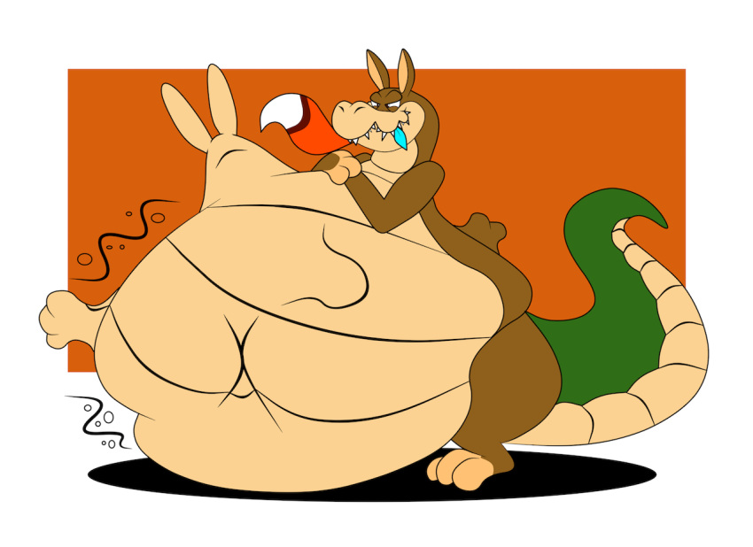abdominal_bulge activision anthro belly big_belly canid canine canis crash_bandicoot_(series) crocodile crocodilian crocodylid dingo dingodile hybrid male mammal nine-the-foxaroo oral_vore reptile scalie video_games vore