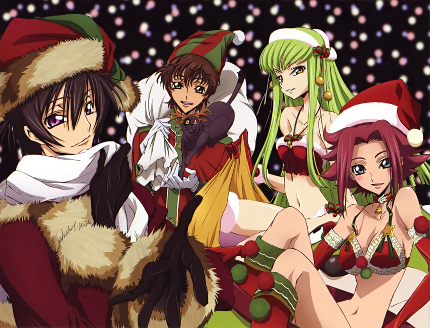 arthur_(code_geass) c.c. christmas code_geass kallen_stadtfeld kururugi_suzaku lelouch_lamperouge okayama_shinako