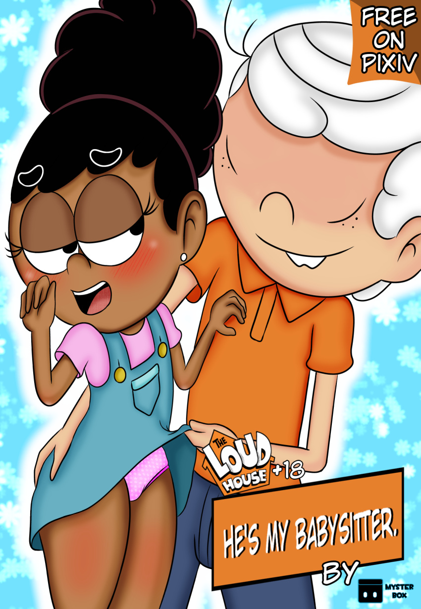 age_difference blush camille_mccauley clothed clothing comic cover cover_art cover_page duo female hand_on_butt hi_res human lincoln_loud male male/female mammal myster_box panties underwear young younger_female younger_male