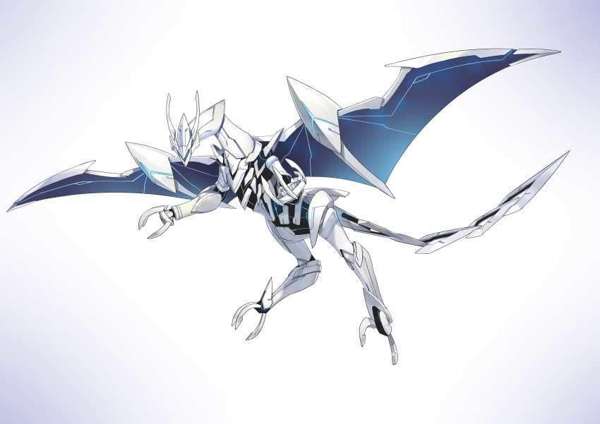 absurdres commission dragon highres looking_at_viewer mecha no_humans original robot_animal science_fiction skeb_commission solo souto_(0401) white_background wings