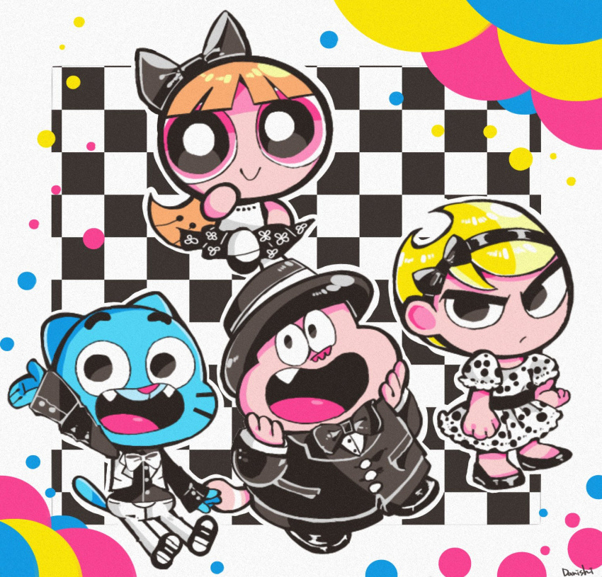 blossom_(ppg) cartoon_network chowder chowder_(series) crossover danishi gumball_watterson highres mandy_(grim_adventures) non-web_source powerpuff_girls smile the_grim_adventures_of_billy_&amp;_mandy