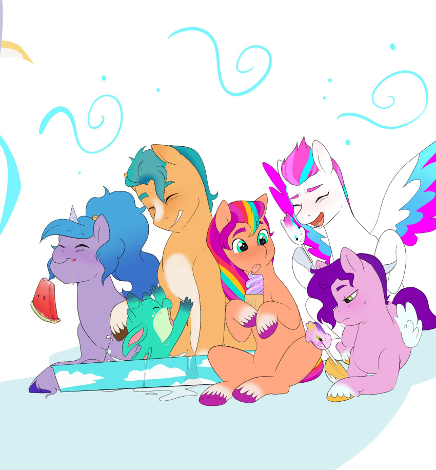 absurd_res aztrial dessert dragon eating equid equine female food fruit hair hasbro hi_res hitch_trailblazer_(mlp) hooves horn ice_cream izzy_moonbow_(mlp) mammal melon mlp_g5 my_little_pony pegasus pipp_petals_(mlp) plant ponytail sparky_sparkeroni_(mlp) sunny_starscout_(mlp) swimming_pool unicorn watermelon wings zipp_storm_(mlp)