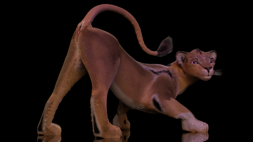 3d_(artwork) 3danimal 3dart 3dartwork 3dferal 3dlion anus bigcat butt digital_media_(artwork) felid feline female feral fur genitals hair hi_res lion mammal pantherine pussy realistic ruark solo