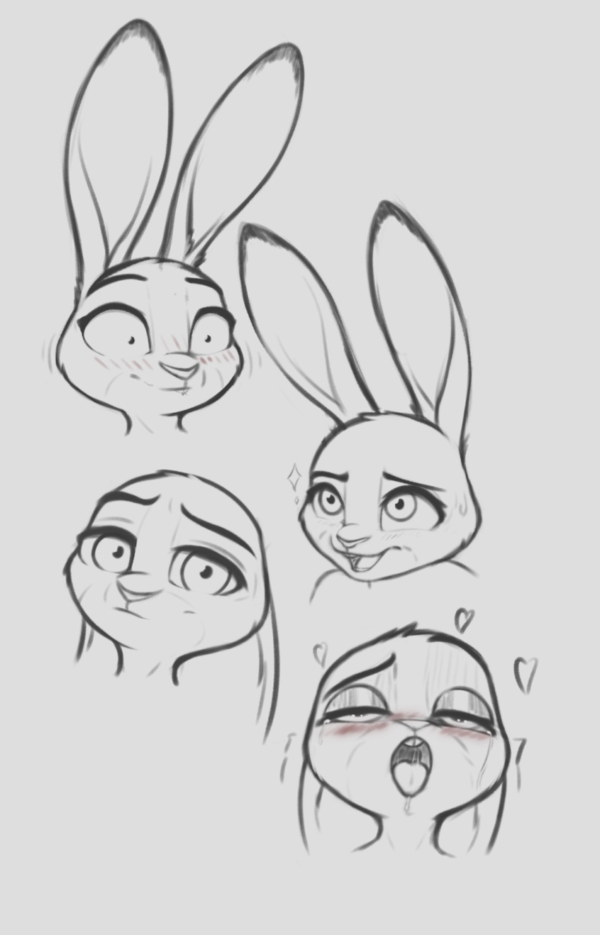 ahegao blush disney expressions fluffytuft hi_res judy_hopps lagomorph leporid looking_pleasured mammal rabbit sketch_page zootopia