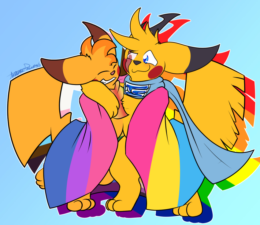 azuraracon bisexual_pride_colors hi_res lgbt_history_month lgbt_pride male nintendo nonbinary_pride_colors notched_ear pansexual_pride_colors pikachu pok&eacute;mon pok&eacute;mon_(species) pride_colors progress_pride_colors rax_(azuraracon) scar scarf semi-anthro shiny_pok&eacute;mon video_games zephyr_(azuraracon)