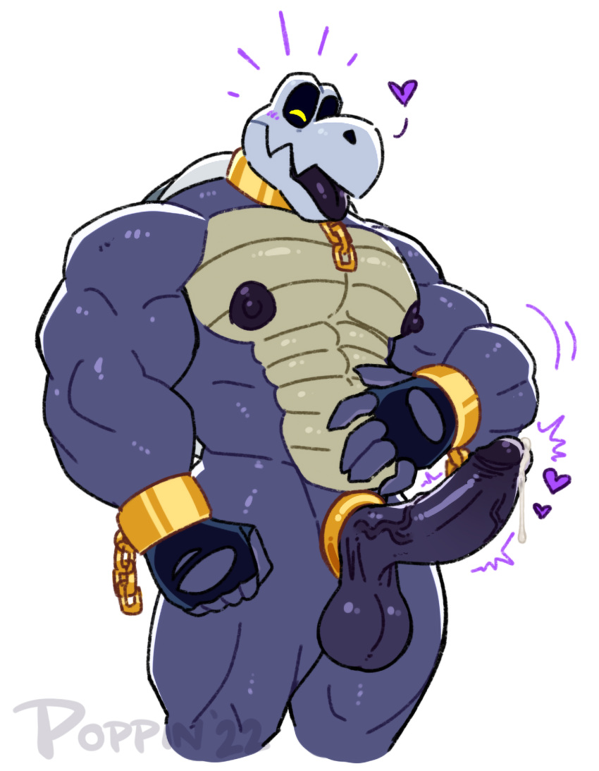 &lt;3 accessory anthro balls big_balls big_muscles big_pecs big_penis blep bodily_fluids bone bracelet chain clothed clothing cock_ring collar countershade_torso countershading demon dripping dry_bones dry_himbones erection fan_character fingerless_gloves foreskin genital_fluids genitals gloves gold_(metal) gold_jewelry hand_on_stomach handwear happy hi_res himbo humanoid_genitalia humanoid_penis jewelry koopa leaking_precum male mario_bros mostly_nude muscular muscular_male nintendo nipples pecs penis penis_accessory penis_jewelry poppin precum precum_drip purple_balls purple_body purple_nipples purple_penis purple_skin reptile saggy_balls scalie shell skeleton skimpy skull solo tongue tongue_out torn_clothing undead video_games yellow_eyes