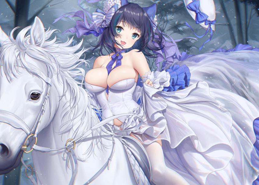 azur_lane cheshire_(azur_lane) cheshire_(the_cat_and_the_white_steed)_(azur_lane) haneru horse looking_at_viewer thighhighs