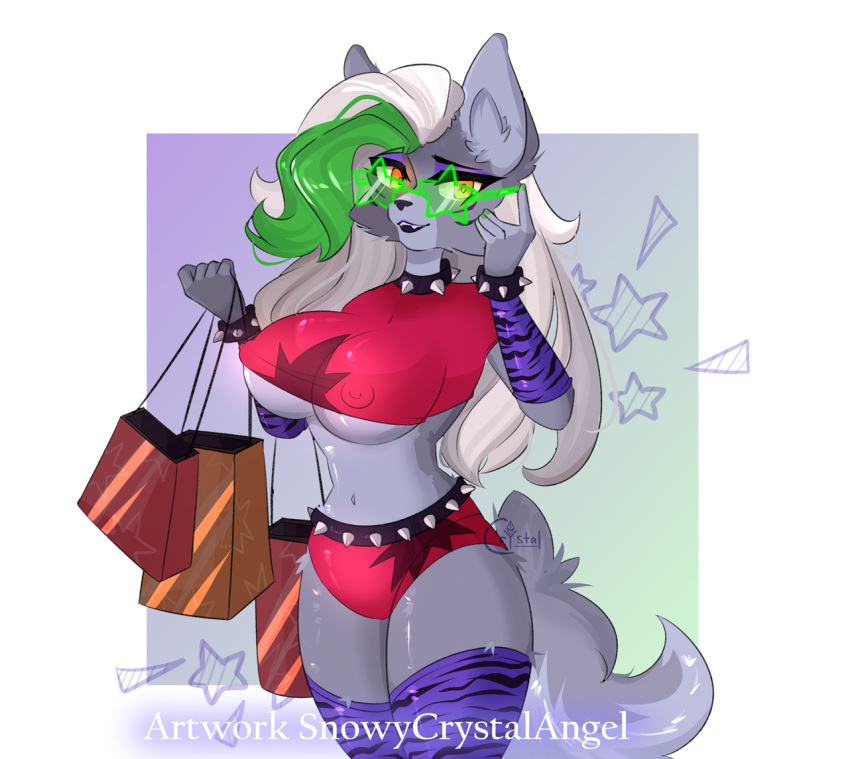 anthro artist breasts canid canine canis clothing collar digital_drawing_(artwork) digital_media_(artwork) female five_nights_at_freddy's five_nights_at_freddy's:_security_breach hair mammal roxanne_(disambiguation) roxanne_wolf_(fnaf) scottgames simple_background snowycrystalangel solo video_games wolf wolf_tail