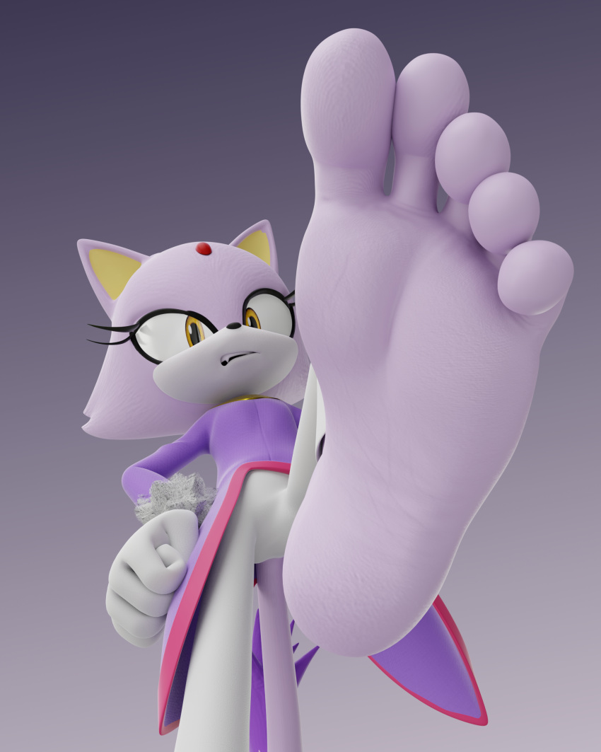 3d_(artwork) absurd_res anthro barefoot blaze_the_cat digital_media_(artwork) domestic_cat feet feetymcfoot felid feline felis female hi_res macro mammal sega soles solo sonic_the_hedgehog_(series) toes