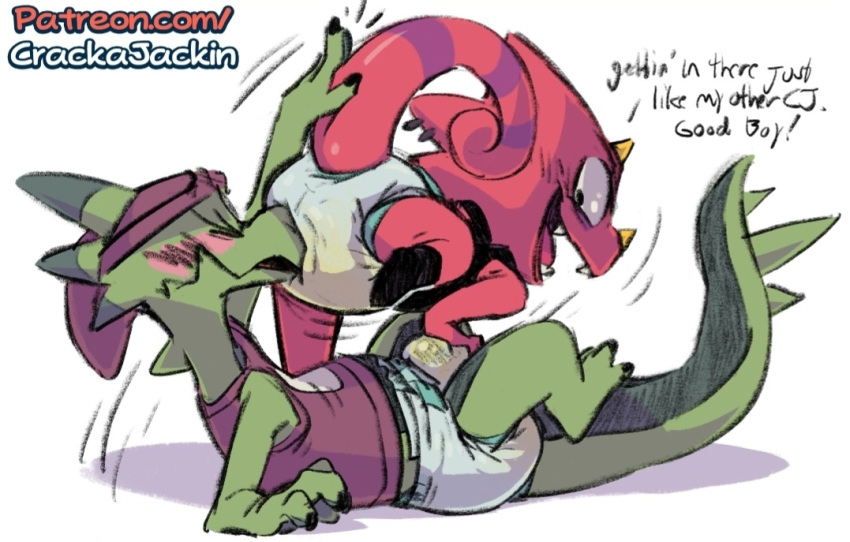 69_position animal_crossing anthro blush blush_lines bodily_fluids bulge butt c.j._(animal_crossing) chameleon cj_(crackajackin) clothed clothing crackajackin dialogue diaper digital_media_(artwork) duo embarrassed english_text erection forced genital_fluids genitals horn lizard looking_back male male/male mammal nintendo open_mouth oral peeing penis red_body reptile scalie sex simple_background smile struggling teeth text tongue topwear urine video_games watersports wet_diaper wetting