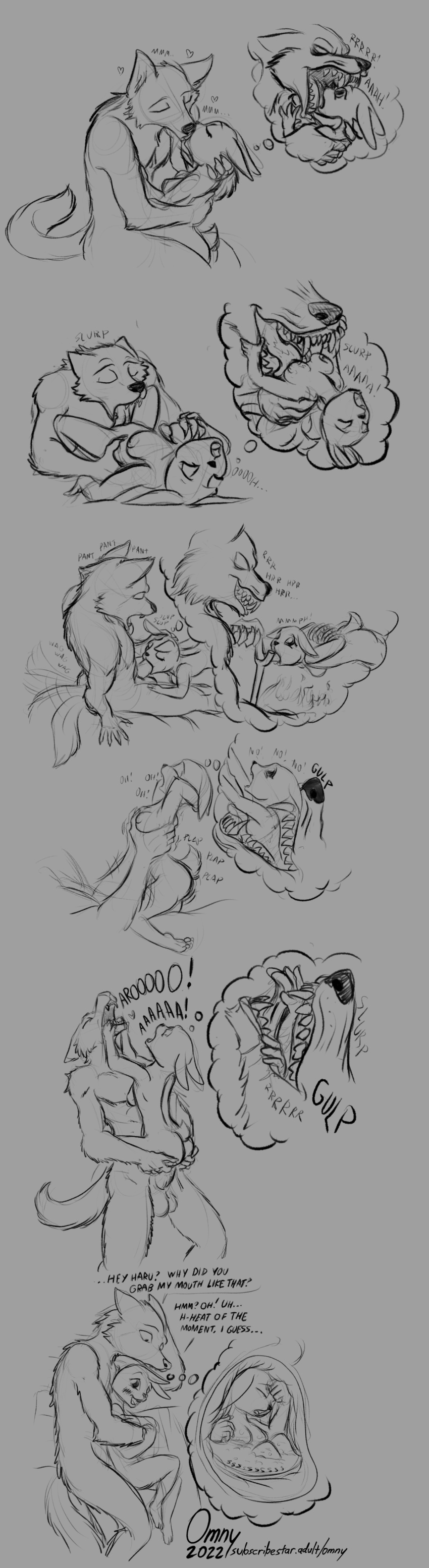 &lt;3 2022 5_fingers absurd_res ambiguous_penetration anthro anthro_on_anthro anthro_penetrated anthro_penetrating anthro_penetrating_anthro balls beastars blush bodily_fluids breast_lick breast_play breasts breath butt canid canine canis carrying_partner claws comic cuddling cunnilingus digital_media_(artwork) domestic_rabbit duo dwarf_rabbit english_text eyes_closed fangs fantasizing feet fellatio female female_penetrated finger_claws fingers fire fur genitals hand_on_back hand_on_breast hand_on_butt hand_on_neck haru_(beastars) hi_res howl humanoid_hands inside_stomach internal interspecies jaw_grab kissing lagomorph legoshi_(beastars) leporid licking lying male male/female male_penetrating male_penetrating_female mammal moan mouth_grab nipples nude omny87 on_back on_side open_mouth oral oral_vore organs orgasm oryctolagus panting penetration penile penis plap predator/prey rabbit romantic romantic_couple romantic_sex sex signature sitting sketch soft_vore spitroast_(object) spooning stand_and_carry_position standing standing_sex stomach stomach_acid story story_in_description swallowing tail_motion tailwag teeth text thought_bubble toes tongue tongue_out url vaginal vore wolf