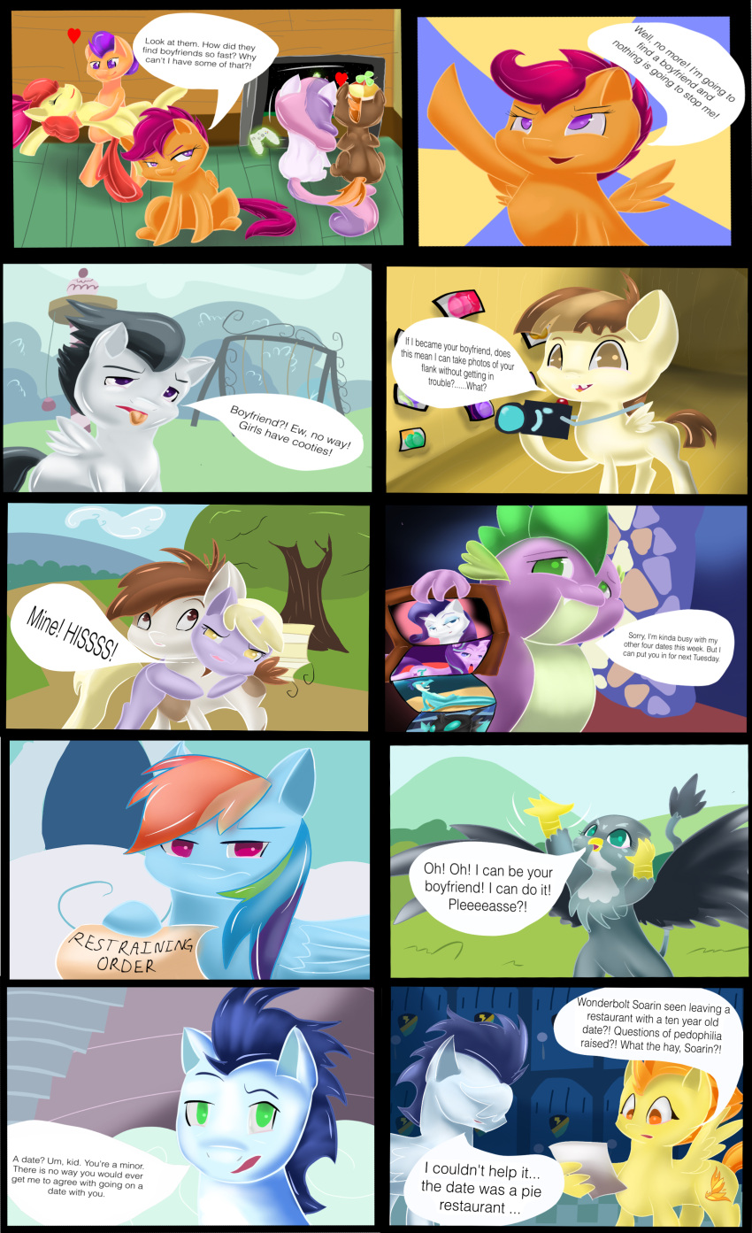 absurd_res apple_bloom_(mlp) avian blonde_hair button_mash_(mlp) comic cutie_mark_crusaders_(mlp) dialogue dinky_hooves_(mlp) dragon english_text equid equine feathered_wings feathers featherweight_(mlp) female feral friendship_is_magic gabby_(mlp) gryphon hair hasbro hi_res horn male mammal my_little_pony mythological_avian mythology pegasus pipsqueak_(mlp) plant rainbow_dash_(mlp) rarity_(mlp) rumble_(mlp) scootaloo_(mlp) soarin_(mlp) spike_(mlp) spitfire_(mlp) starlight_glimmer_(mlp) text thewarriorartist tree unicorn wings wonderbolts_(mlp) young