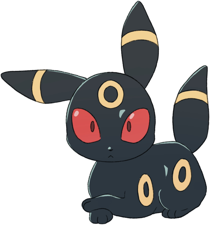 alpha_channel ambiguous_gender black_body black_fur black_nose eeveelution feral fur furyraptor23 hi_res looking_at_viewer lying markings nintendo on_front paws pok&eacute;mon pok&eacute;mon_(species) raised_tail red_eyes simple_background solo transparent_background umbreon video_games yellow_markings