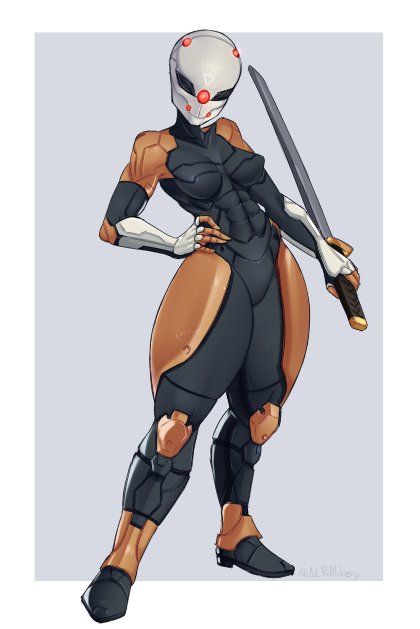 armor clothed clothing cybernetics cyborg female fully_clothed grey_fox_(metal_gear) hi_res human konami machine mammal melee_weapon metal_gear metal_gear_(series) nanomachines nightrobbery solo sword video_games weapon