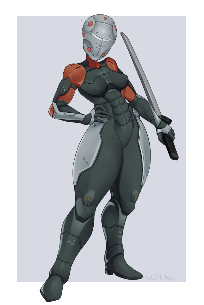 armor clothed clothing cybernetics cyborg female fully_clothed hi_res human konami machine mammal melee_weapon metal_gear metal_gear_(series) metal_gear_solid_2 nanomachines nightrobbery olga_(metal_gear) solo sword video_games weapon