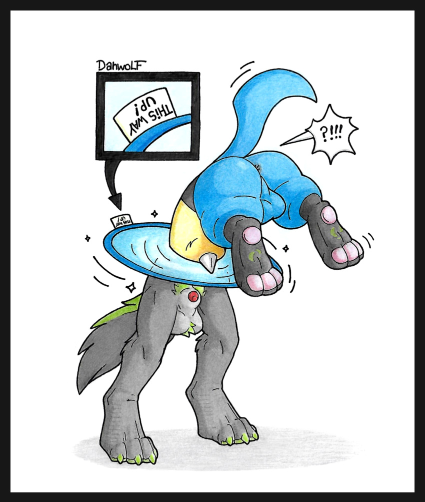 anthro butt canid canine canis danwolf danwolf15 danwolf_(character) domestic_dog hi_res hoop hoop_transformation humor jackal lucario male mammal merging nintendo paws pok&eacute;mon pok&eacute;mon_(species) solo tranformation transformation video_games what wolf