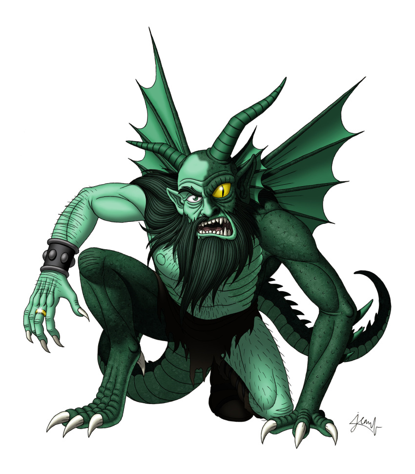 anthro claws clothed clothing doctorchevlong dragon european_mythology fafnir fangs frown hi_res horn humanoid hybrid long_beard male mature_male mythology nipples norse_mythology open_mouth scalie solo topless transformation yellow_eyes