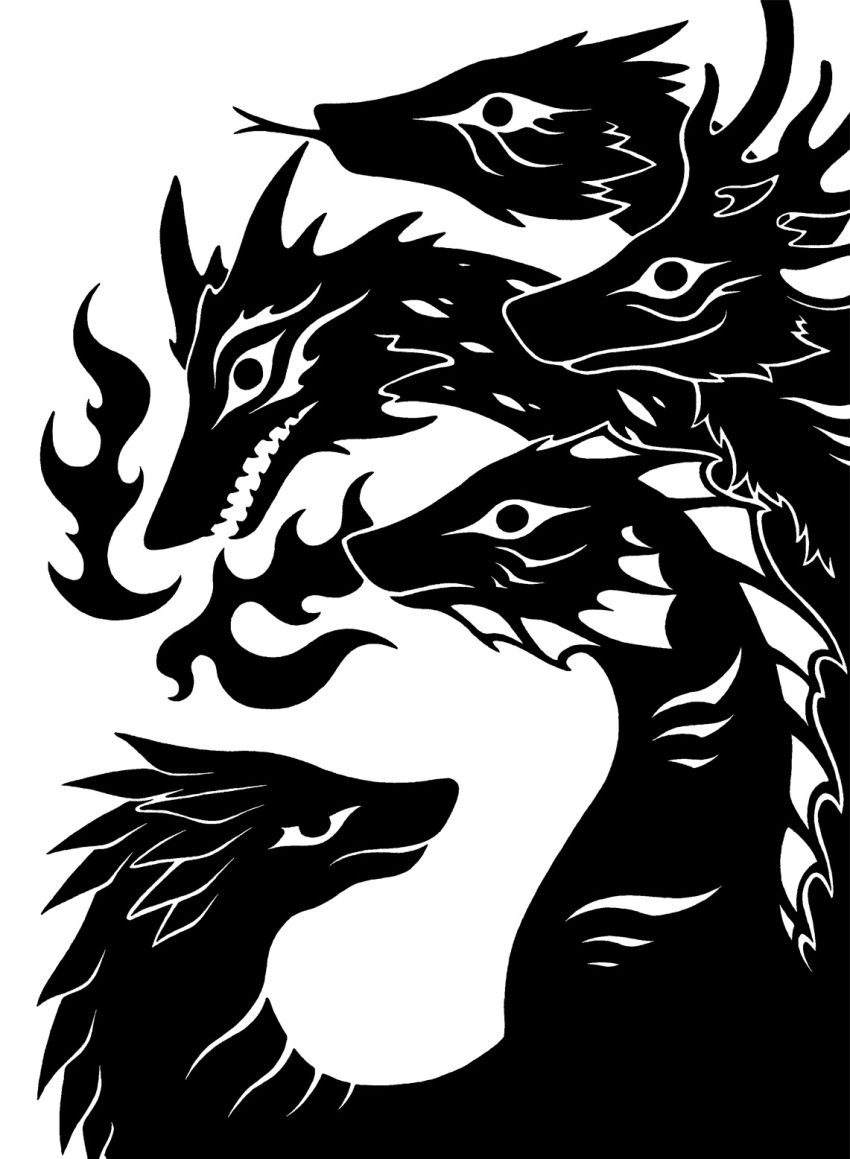 2015 2_horns 5_heads alternate_form alternate_species antlers aquatic_dragon black_and_white breath_powers cheek_fins cheek_tuft chimera deer_ears digital_drawing_(artwork) digital_media_(artwork) dorsal_fin dragon elemental_manipulation eye_markings facial_tuft feral fin fire fire_breathing fire_manipulation flame_markings forked_tongue fur fur_tuft furred_dragon gills hi_res hiram_mcdaniels horn hydra long_neck male marine markings monochrome mouth_closed multi_head neck_gills neck_tuft open_mouth scales serpentine_dragon sharp_teeth side_view silhouette simple_background smile solo spikes sunnyclockwork teeth tongue tongue_out tuft welcome_to_night_vale white_background