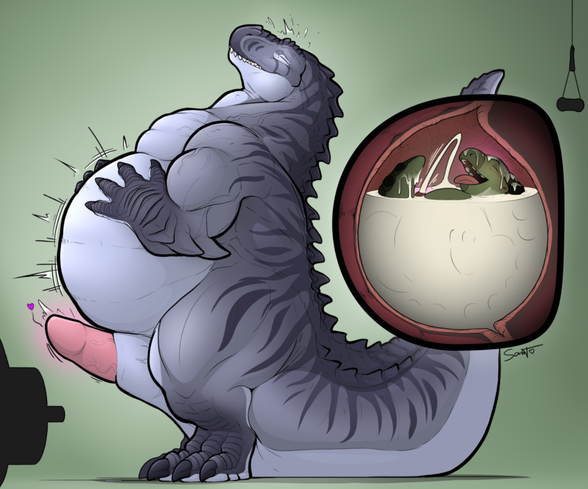 abs after_vore animal_genitalia ankylosaurian ankylosaurid anthro anthro_pred balls belly big_belly big_penis bodily_fluids claws cum cum_inflation dinosaur duo english_text epicurean_delights erection genital_fluids genitals green_body green_scales grey_body grey_scales hi_res inflation male male/male muscular muscular_anthro muscular_male orgasm ornithischian pecs penetration penis pupils reptile scales scalie simple_background slit_pupils solo tail teeth text theropod thick_penis thick_tail thyreophoran tube tyrannosaurid tyrannosaurus tyrannosaurus_rex vein veiny_muscles vore yellow_sclera