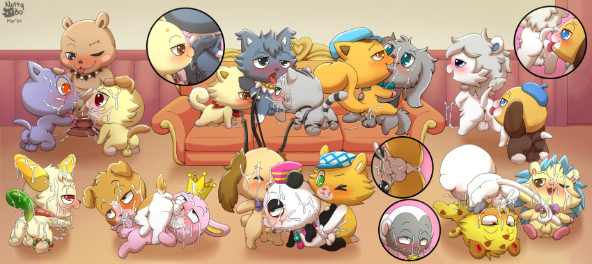 69_position absurd_res alex_(jewelpet) anal anus ball_suck balls blue_body blue_eyes blue_fur blue_spines blush bodily_fluids bow_tie brown_body brown_eyes brown_fur brownie_(jewelpet) butt canid canine capybara caviid cheetah chite_(jewelpet) coal_(jewelpet) collar cum cum_inside dian_(jewelpet) domestic_cat ear_piercing erection eulipotyphlan felid feline felis fellatio fluffy french_kissing fur furniture genital_fluids genitals granite_(jewelpet) group group_sex gumimin hair hedgehog hi_res io_(jewelpet) jasper_(jewelpet) jewelpet jewelry king_(jewelpet) kissing kohaku_(jewelpet) kris_(jewelpet) lagomorph leash leporid mammal markings masturbation nephrite_(jewelpet) nix_(jewelpet) nude nutty_bo oral orgy penetration penile penis piercing purple_hair rald_(jewelpet) rimming rodent russian_blue sanrio sex smile sofa spitroast spots spotted_body spotted_fur sucking tail tail_around_penis tail_fetish tail_play tail_sex tailjob tan_body tan_fur tata_(jewelpet) threesome titana_(jewelpet) tongue tongue_out tour_(jewelpet) tuft yellow_body yellow_fur yuku_(jewelpet)