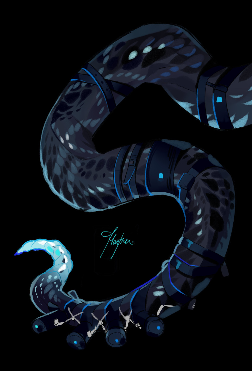 absurdres arknights black_background crrn highres mantra_(arknights) scales snake_tail tail