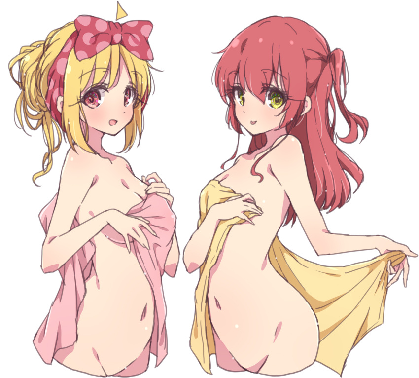 2girls highres looking_at_viewer mel_(melty_pot) multiple_girls simple_background white_background