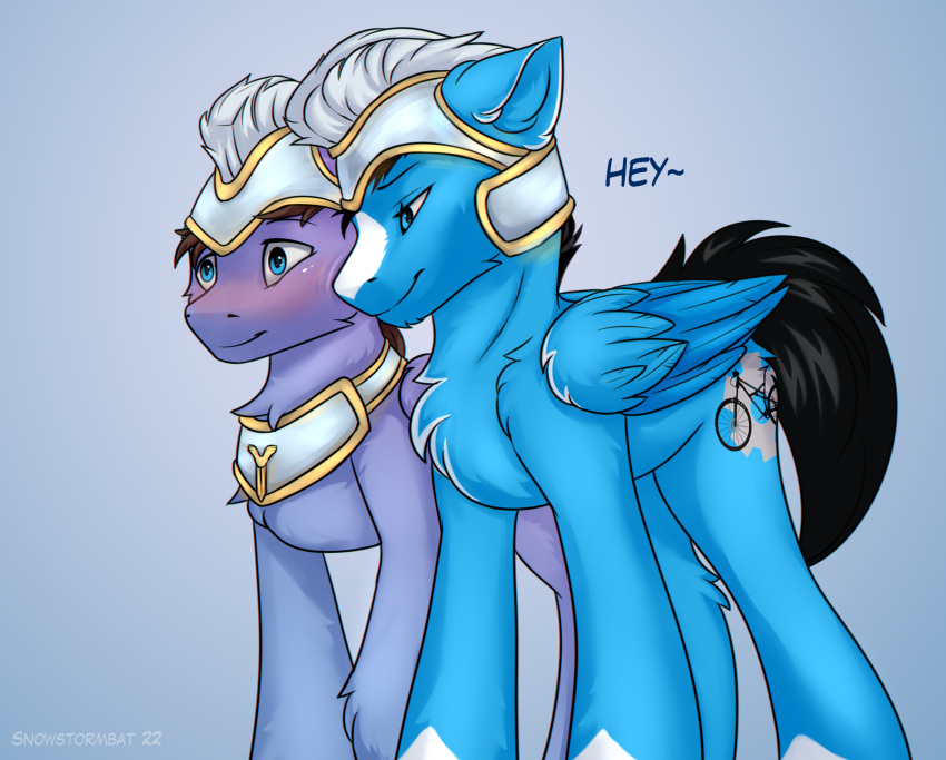 armor blush dialogue equid equine friendship_is_magic g5 hi_res horse male male/male mammal my_little_pony pegasus pony royal_guard_(mlp) snowstormbat wings