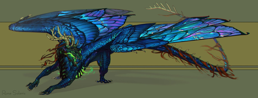 2022 blue_body blue_feathers blue_scales claws digital_media_(artwork) dragon feathered_dragon feathered_wings feathers hi_res horn open_mouth runasolaris scales teeth tongue wings