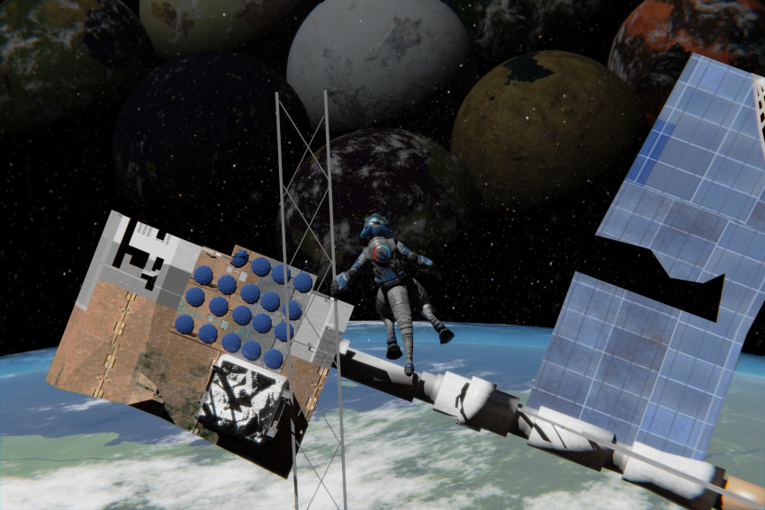 3d_(artwork) asher_sterling backpack beanthusiast biped blender_(software) blender_cycles clothed clothing cloud daydream debris desert digital_media_(artwork) digitigrade floating hi_res horizon horn ice imagination looking_away outside planet satellite sea sky solar_panel space spacecraft spacesuit star tail vehicle water watermark wickerbeast