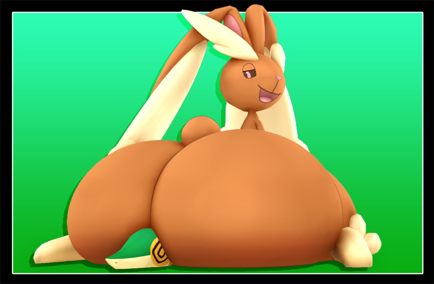 2024 3d_(artwork) absurd_res ambiguous_gender anthro big_butt black_border black_sclera border brown_body brown_butt brown_ears brown_tail butt cindablimp colored digital_media_(artwork) duo eyebrows generation_4_pokemon generation_5_pokemon green_background green_body hi_res huge_butt hyper hyper_butt looking_at_another looking_back looking_back_at_another lopunny nintendo open_mouth pink_eyes pink_inner_ear pink_nose pink_tongue pokemon pokemon_(species) scut_tail shaded short_tail simple_background sitting sitting_on_another smile smug snivy source_filmmaker tail tan_body tan_ears tan_eyebrows tongue unconscious