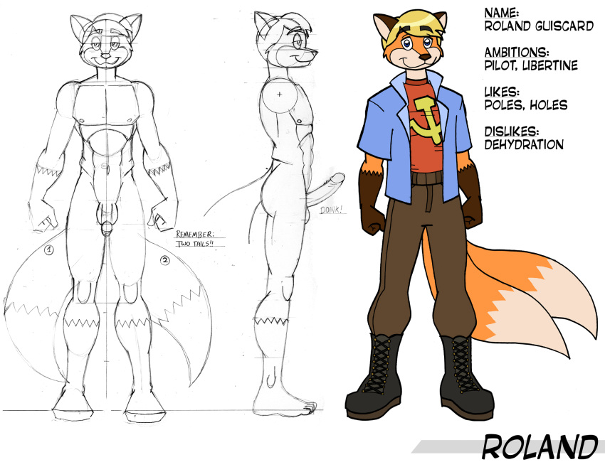 boots canid canine clothing footwear fox hi_res male mammal model_sheet overshirt twintails_(disambiguation)