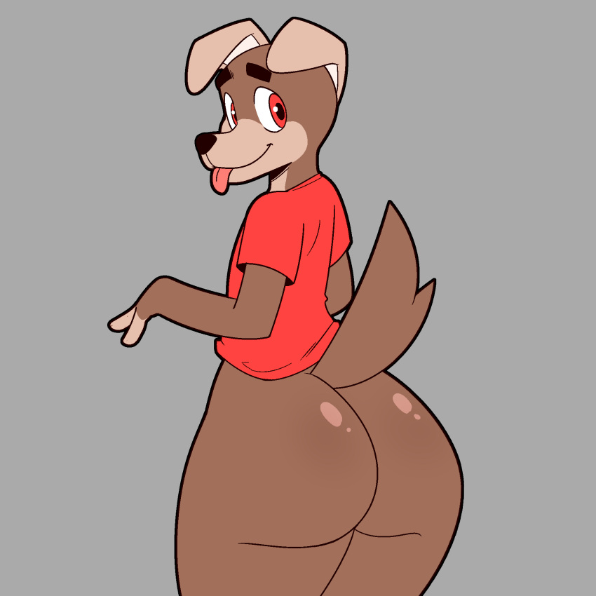 anthro butt canid canine canis clothing countershading domestic_dog golde hi_res kom male mammal shirt solo t-shirt tongue tongue_out topwear