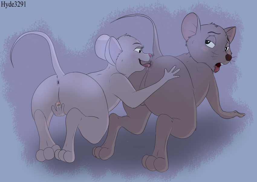 anal anthro anus ass_up balls bernard_(the_rescuers) big_butt blush bodily_fluids butt butt_focus canon_couple disney don_bluth duo female female_rimming_male fingering genitals hand_on_butt hi_res hyde3291 kneeling looking_at_butt looking_back looking_pleasured male male/female miss_bianca_(the_rescuers) nude oral pussy raised_tail rimming saliva saliva_on_anus sex smile the_rescuers_(disney) tongue tongue_out vaginal vaginal_fingering