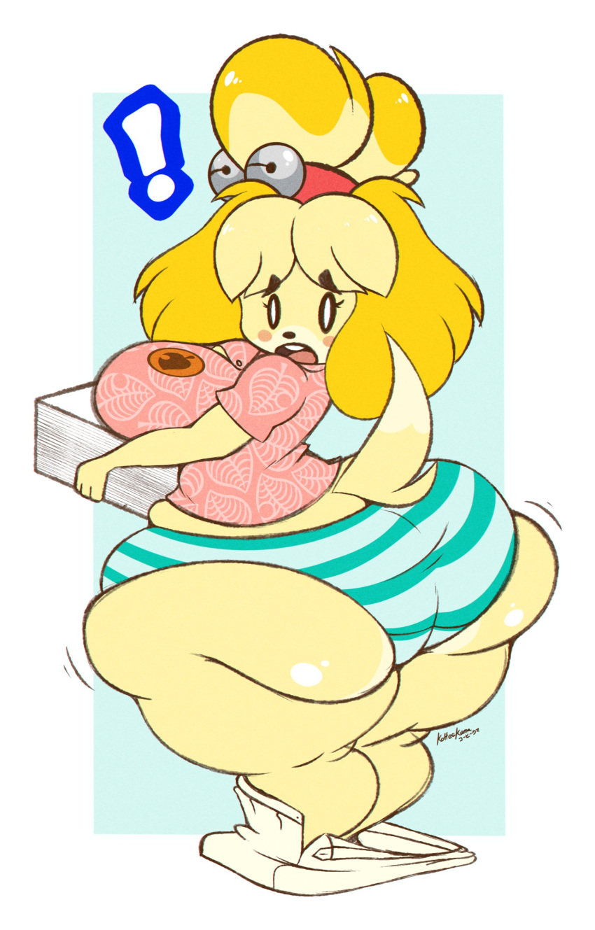 absurd_res animal_crossing anthro big_breasts big_butt breast_rest breasts butt canid canine canis clothing domestic_dog ep777 female hi_res huge_butt isabelle_(animal_crossing) mammal nintendo panties shih_tzu solo thick_thighs toy_dog underwear video_games