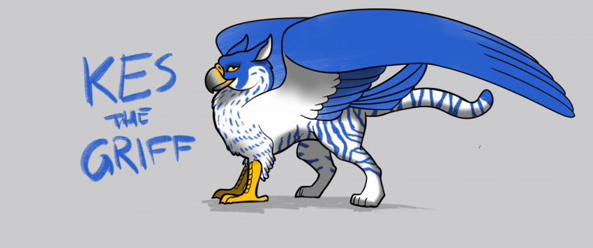 ambiguous_gender avian beak bird falcon falconid feathered_wings feathers felid feline feral fur gryphon kestenan kestenan_(artist) looking_at_viewer mammal markings mythological_avian mythology paws peregrine_falcon solo solo_focus striped_markings stripes tail_feathers talons tiger_stripes wings