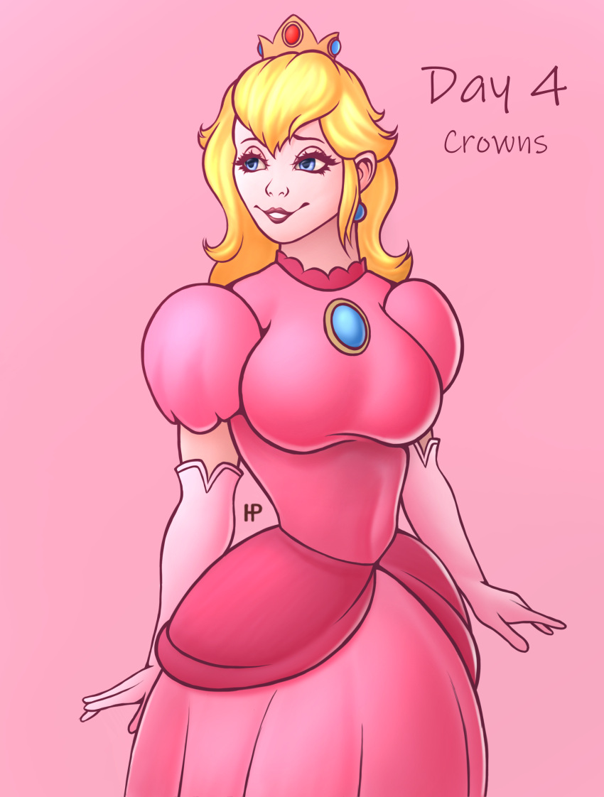 30dc absurd_res clothing crown dress female hermitpioneer hi_res human mammal mario_bros nintendo princess_peach smile solo video_games