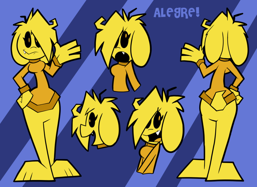 alegre canid canine canis da_pukas domestic_dog female hi_res lagomorph leporid mammal model_sheet pembrokewkorgi puka rabbit safe_(disambiguation) wide_hips yellow