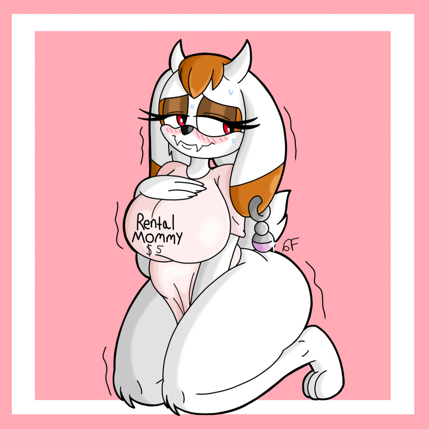 anthro big_breasts bomba_world12 bottomless bovid breasts caprine clothed clothing female fusion goat hi_res horn kneeling lagomorph leporid mammal mature_female meme meme_clothing mother nervous nervous_sweat parent potara_earrings rabbit rental_mommy rental_mommy_shirt sega shaking shirt solo sonic_the_hedgehog_(series) thick_thighs topwear toriel torilla trembling undertale_(series) vanilla_the_rabbit white_body