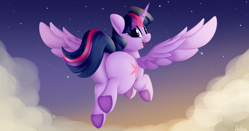 2022 256:135 4k absurd_res andelai butt cutie_mark equid equine eyelashes feathered_wings feathers female feral flying friendship_is_magic hair hasbro hi_res hooves horn looking_back mammal my_little_pony open_mouth open_smile purple_body purple_eyes purple_feathers purple_hair purple_tail smile solo spread_wings twilight_sparkle_(mlp) underhoof winged_unicorn wings
