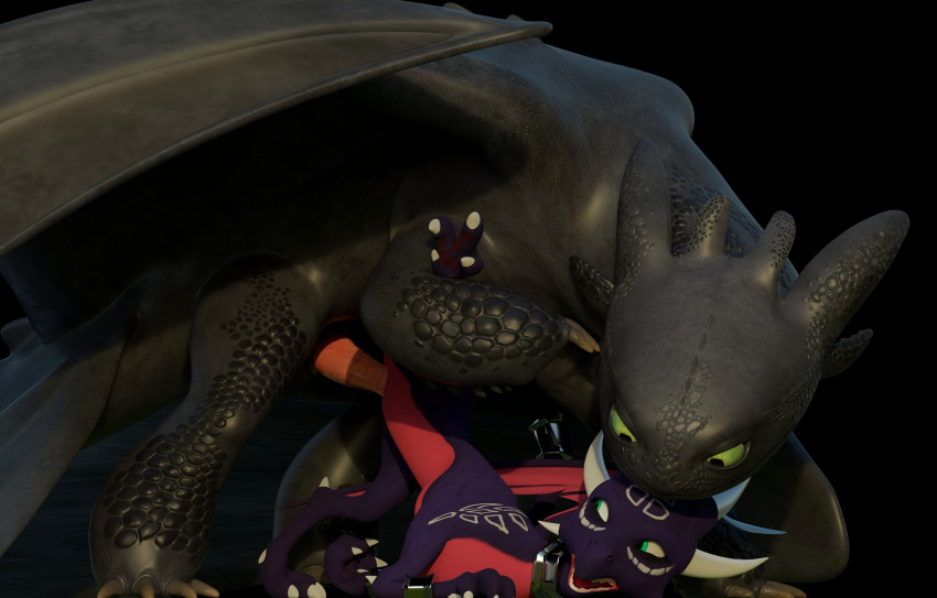 3d_(artwork) activision black_background black_body claws collar cynder digital_media_(artwork) dominant dominant_male dragon dreamworks duo female feral forced genitals green_eyes hi_res horn how_to_train_your_dragon larger_male legend_of_spyro male male/female membrane_(anatomy) membranous_wings night_fury penetration penis questionable_consent rape scales scalie simple_background size_difference smaller_female spyro_the_dragon teeth toothless vaginal vaginal_penetration video_games western_dragon wings wingsandfire72