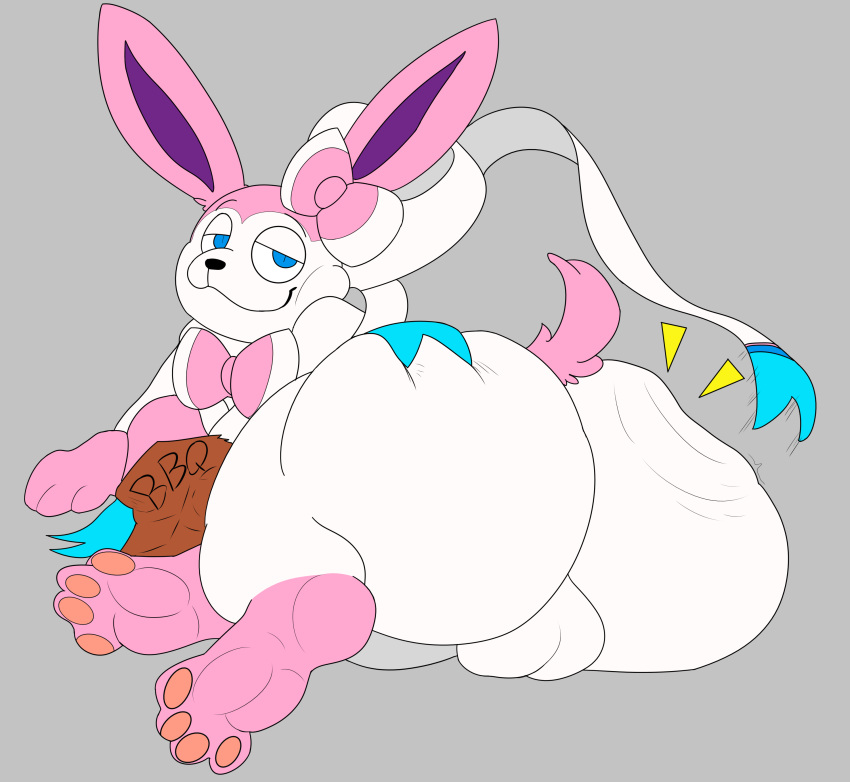 absurd_res backsack balls big_butt blue_eyes bow_tie butt butt_grab chips_(food) colored eeveelution feral food generation_6_pokemon genitals hand_on_butt hi_res huge_butt male nintendo overweight overweight_male pokemon pokemon_(species) rear_view ribbons_(anatomy) skunkwhoplunks solo spanking sushiamazing sylveon video_games