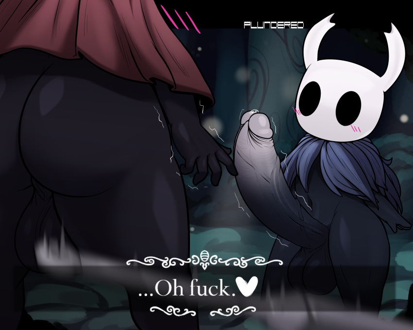 &lt;3 2022 absurd_res anthro arthropod balls big_balls big_butt big_penis blush butt dialogue digital_media_(artwork) duo english_text erection genitals gynomorph hi_res hollow_knight hornet_(hollow_knight) huge_balls huge_penis humanoid_genitalia humanoid_penis hyper hyper_genitalia hyper_penis insect intersex male mask melee_weapon navel penis plundered protagonist_(hollow_knight) rear_view shaking team_cherry text trembling vein veiny_penis vessel_(species) video_games weapon wide_hips