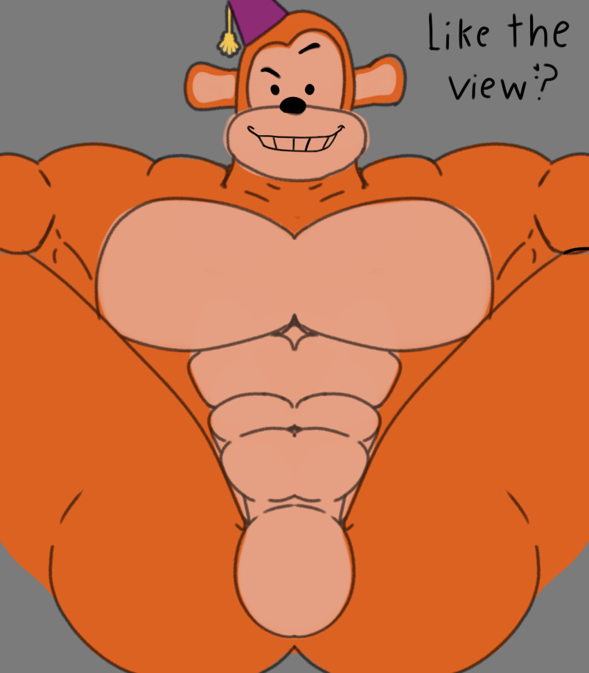absurd_res anthro big_butt bulge butt clothing fez hanging_over_view haplorhine hat headgear headwear hehdgd hi_res male mammal monkey monkeybone monkeybone_(character) muscular muscular_male primate smiling_at_view solo solo_focus