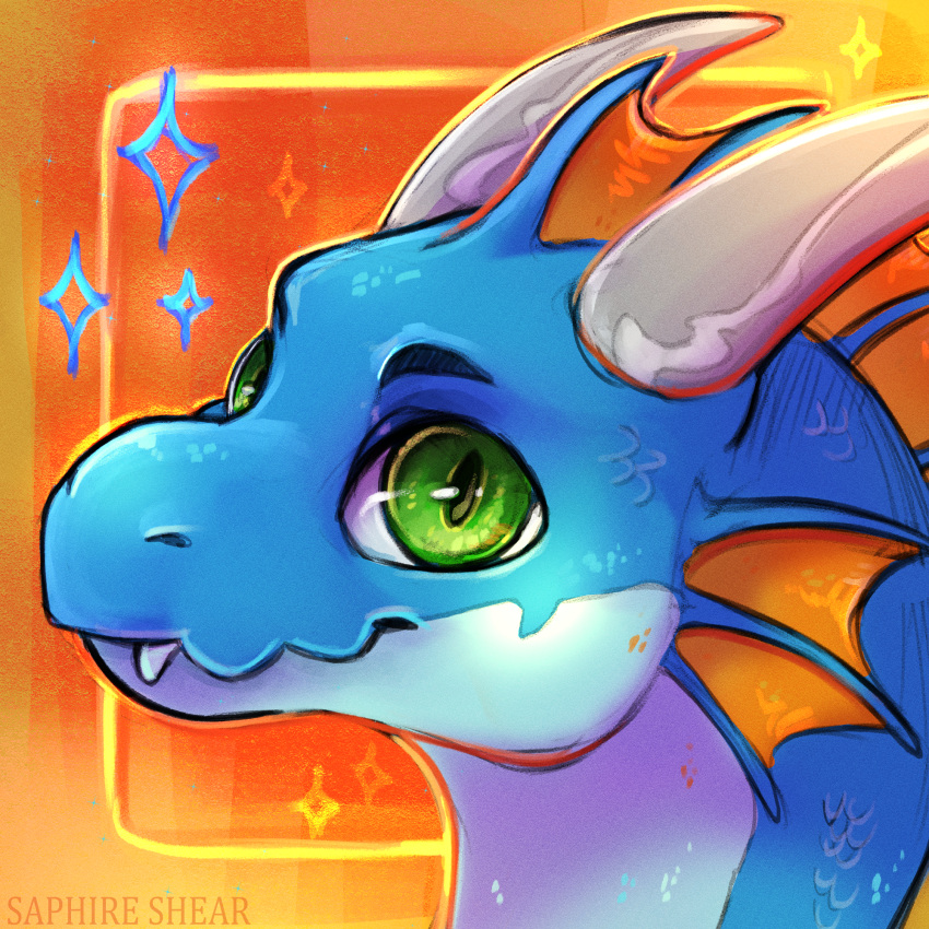 2022 deviantsoulmates digital_media_(artwork) dragon green_eyes headshot_portrait hi_res horn portrait smile spines