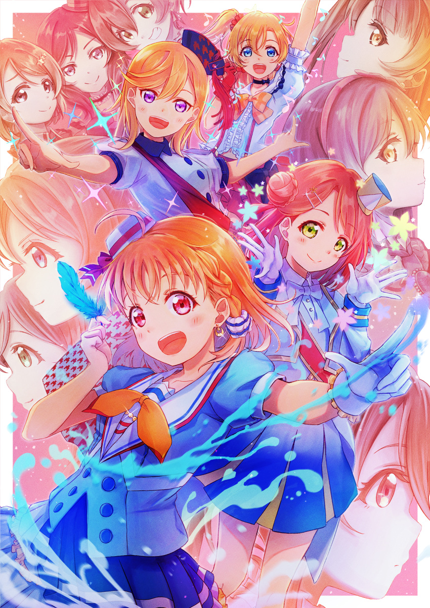 6+girls aozora_jumping_heart blue_feathers bokura_wa_ima_no_naka_de character_request costume feathers hazuki_ren highres hoshizora_rin koizumi_hanayo kousaka_honoka love_live! love_live!_nijigasaki_high_school_idol_club love_live!_school_idol_project love_live!_sunshine!! love_live!_superstar!! macken multiple_girls nijiiro_passions!_(love_live!) nishikino_maki sakurauchi_riko shibuya_kanon sparkle start!!_true_dreams_(love_live!) suspenders takami_chika takasaki_yuu uehara_ayumu watanabe_you water yuuki_setsuna_(love_live!)